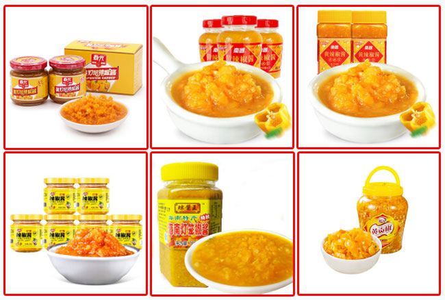 星火黃燈籠辣椒醬灌裝機灌裝樣品展示