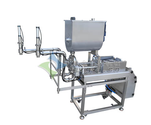 雙頭配線醬料灌裝機(jī)-臥式攪拌香菇醬灌裝機(jī)