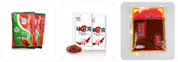 袋裝辣椒醬包裝機包裝樣品展示