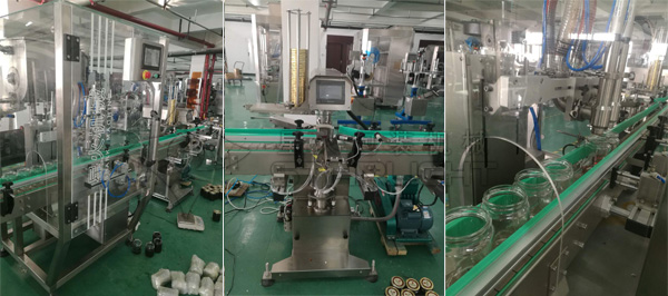 全自動辣椒醬灌裝機(jī)設(shè)備細(xì)節(jié)星火廠房實拍圖